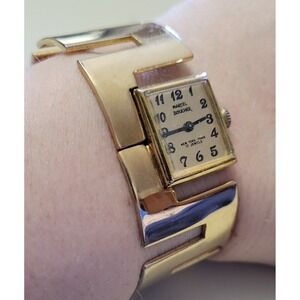 Vintage Marcel Boucher Signed Gold Tone Greek Cuff Watch Bracelet WOMEN'S